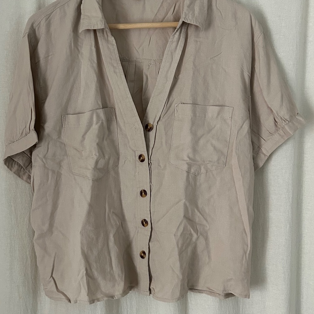 Tan button up top